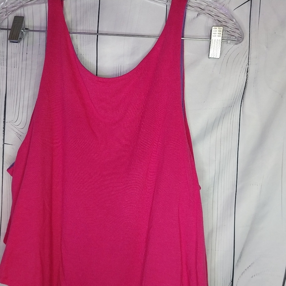 Faded Glory Women's Pink and Purple Asymmetrical Layerd 80's Style Top - Picture 6 of 7